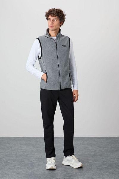 AIR JONES Hugh Gray Melange Zippered Men's Fleece Vest - 88302