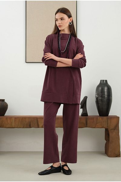 HEQA Costum Modal Lycra Roșu Claret