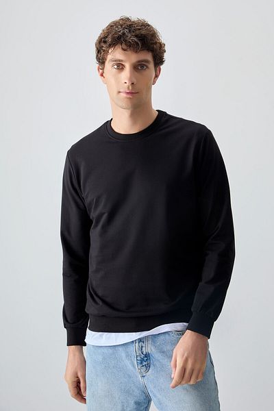 AIR JONES Hanorac pentru bărbați - negru, bumbac, textura moale, potrivire standard, de bază - 88363