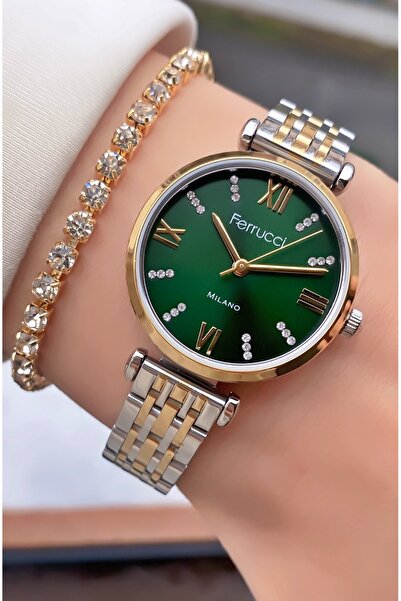 Ferrucci Marka Sarı Gümüş Renk Çelik Kordon 2 Yıl Garantili Kadın Kol Saati -...