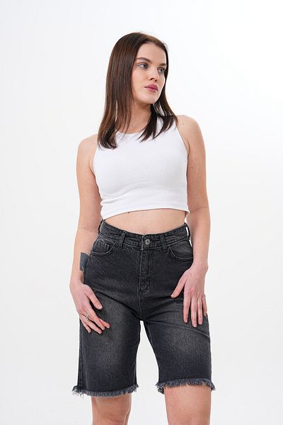 JANSO GROUP Pantaloni scurți de damă, afumati, peste genunchi - talie înaltă, vară, lycra, eleganti și confortabili