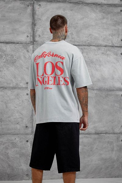 NOMARC Γκρι μπλουζάκι Los Angeles Washed Oversize
