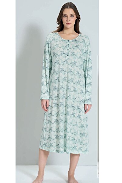 Pijadore Γυναικείο νυχτικό με μοτίβο βαμβακερό μακρυμάνικο