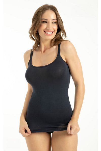 bazaar-turkey all you need Women's Navy Blue Bamboo Finger Strap Undershirt 703