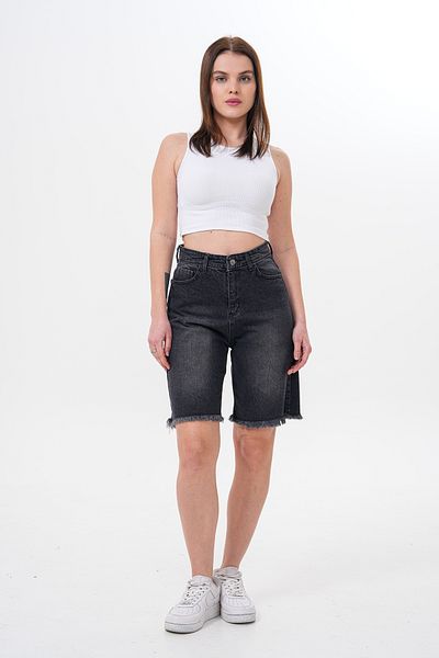 JANSO GROUP Pantaloni scurți de damă, afumati, peste genunchi - talie înaltă, vară, lycra, eleganti și confortabili