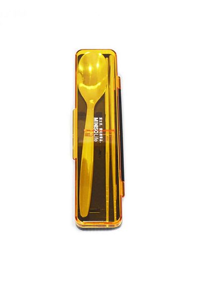 Miniso Stainless Steel Spoon and Chopsticks Set - Portuguese Color