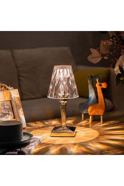 COOYA Crystal Diamond Table Lamp Gold 23X13X13cm