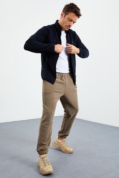 TOMMY LIFE Men's Fleece - Navy Blue, Zippered, Slim Fit, Stand Collar - 87270