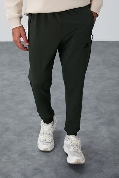 TOMMY LIFE Pantaloni de sport Jogger pentru bărbați - kaki, cu fermoar și buzunare, potrivire standard - 84651