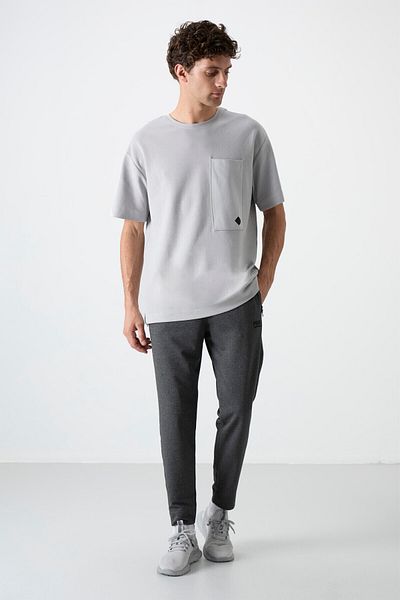 AIR JONES Pantaloni de trening pentru bărbați Barton Anthracite Melange Jogger - 84952