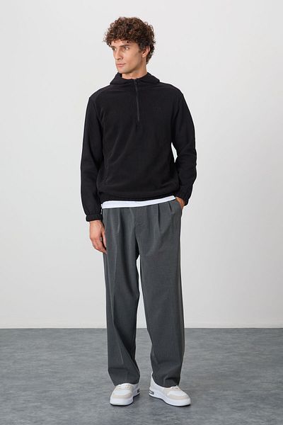 AIR JONES Hanorac pentru bărbați din fleece - Ruby Black, Standard Fit - 88300
