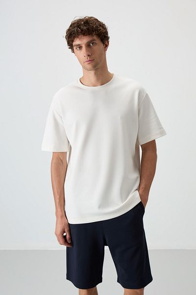AIR JONES Σετ ανδρικών σορτς Eku Basic - Navy Blue, βαμβακερό, παχιά απαλή υφή, Oversize Fit - 85249
