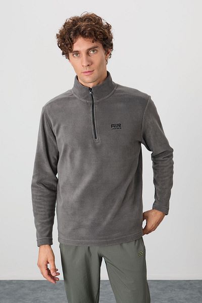 AIR JONES Ανδρικό φούτερ από φλις γιακά River Dark Grey - 88310