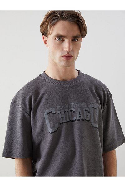 LC Waikiki Crew Neck Short Sleeve Printed Men's Sweatshirt
