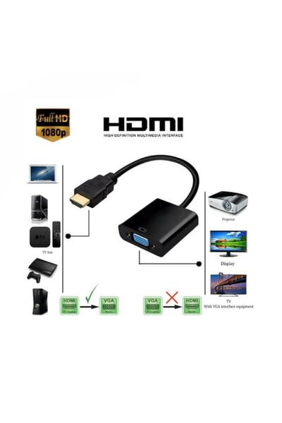 Concord Hdmı To Vga Ses Kablo Çevirici Ps3 Pc Notebook Projeksiyon Uyumlu Sesli Adaptör