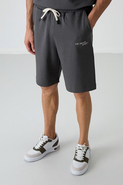 AIR JONES Ανδρικό Σετ Κεντητό Σορτς Oversize - Χακί Βαμβάκι, Χοντρή απαλή υφή - 85250
