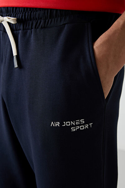 AIR JONES Fiesta - Navy Blue Cotton Thick Soft Textured Oversize Fit Embroidered Men's Tracksuit Set - 85252