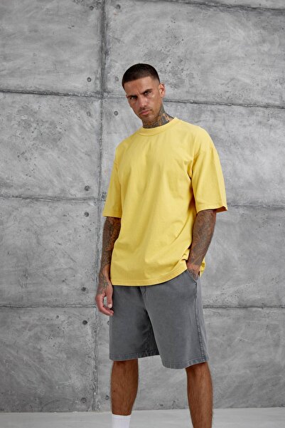 NOMARC Men's Yellow Basic Oversize T-Shirt