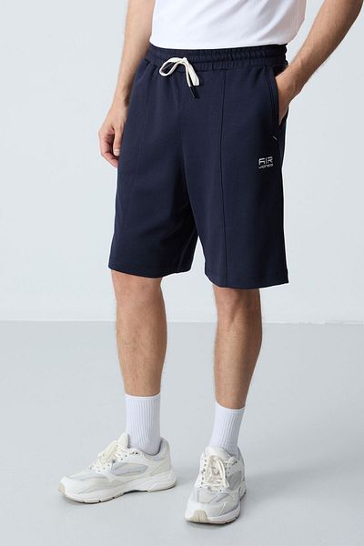 AIR JONES Ανδρικό σορτς Navy Blue Cotton με χοντρή μαλακή υφή Standard Fit Basic - 81277