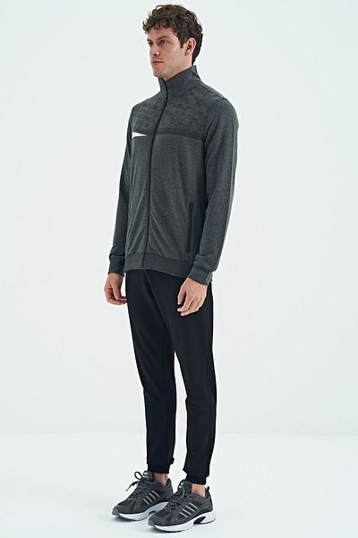 AIR JONES Harry Anthracite Melange - Μαύρη ανδρική φόρμα φόρμας Standard Fit - 85197
