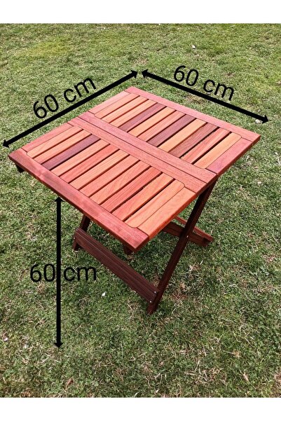 BİRAYSE Ahşap İroko Katlanabilir 60x60 Bahçe ve Balkon Masası