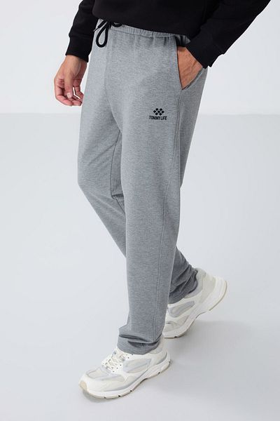 TOMMY LIFE Ανδρικά παντελόνια - Γκρι MElangE, LacE-up και PockEt, Standard Fit - 84682