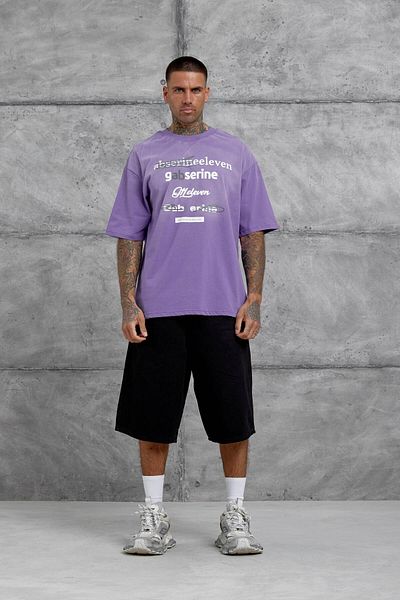 NOMARC Μωβ Gabserine Γραμμένο Oversize T-shirt