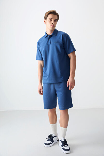 AIR JONES Ανδρικό μπλουζάκι από βαμβακερό χοντρό μαλακό λαιμό Polo Oversize Fit Basic - 88382