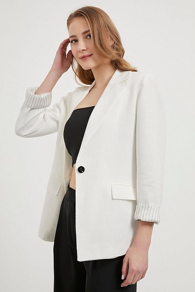 Arma Life Blazer cu rever dublu stil de birou pentru femei, haină albă