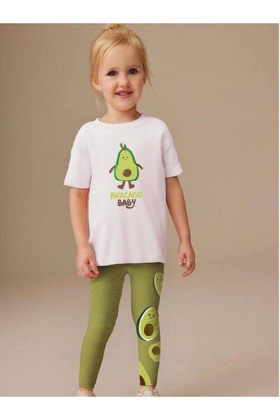 Tiny Back Swaying Foot Detailed T-Shirt and Leggings Set Whitegreen