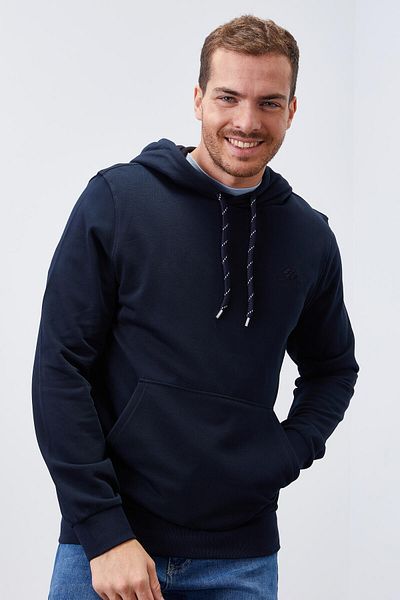 TOMMY LIFE Ανδρικό φούτερ με κουκούλα τύπου Navy Blue Kangaroo Pocket Standard - 87872