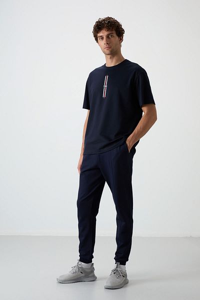 TOMMY LIFE Indigo Cotton Soft Textured Comfort Fit Embroidered Ανδρικό Jogger - 82123