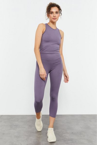 TOMMY LIFE Lilac Zero Sleeve Slim Fit O Neck Women's Crop Top Undershirt - 97148