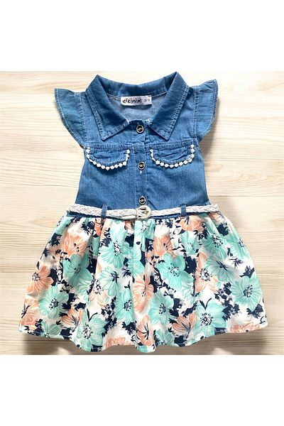 CRAX Denim Floral Dress 9-24 Months
