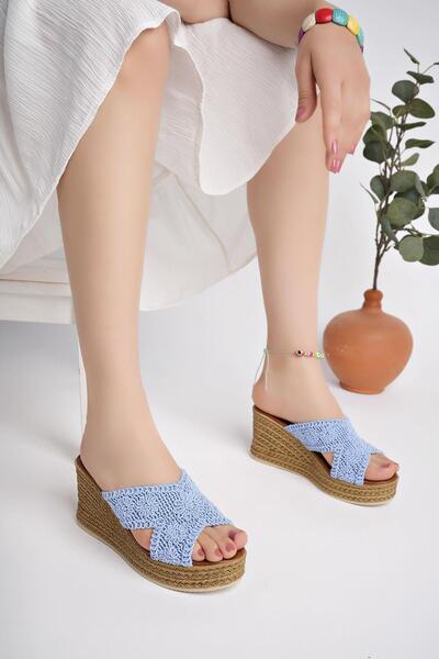 Moda Frato Modafrato Cross Straw Wedge Sole Women's Slippers