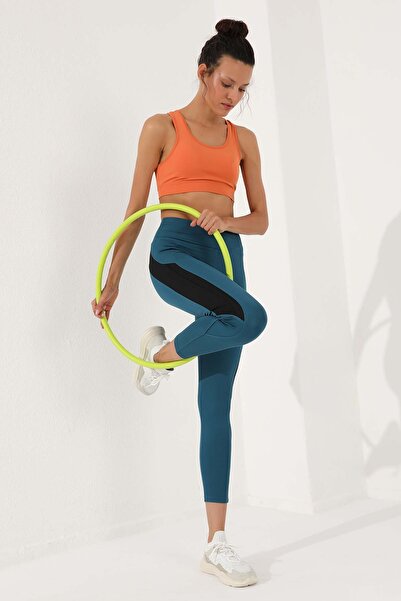 TOMMY LIFE Emerald High Waist Stripe Detailed Slim Fit Skinny Leg Women's Leggings - 94541