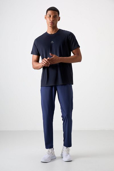 TOMMY LIFE Ανδρικό μπλουζάκι Performance με αναπνεύσιμη υφή Navy Blue Thin Flexible Standard Fit - 88390