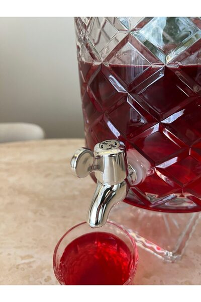 PONCİKPAZAR Cam Sunumluk Sebil 4.5 Litre