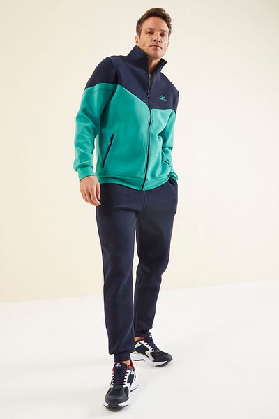 TOMMY LIFE Sea Green - Indigo Color Block Jogger ανδρική φόρμα αθλητικής φόρμας - 85237