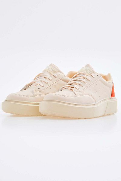 TOMMY LIFE Bej - Pantofi sport pentru damă, cu șireturi și țigle, cu potrivire confortabilă - 89105