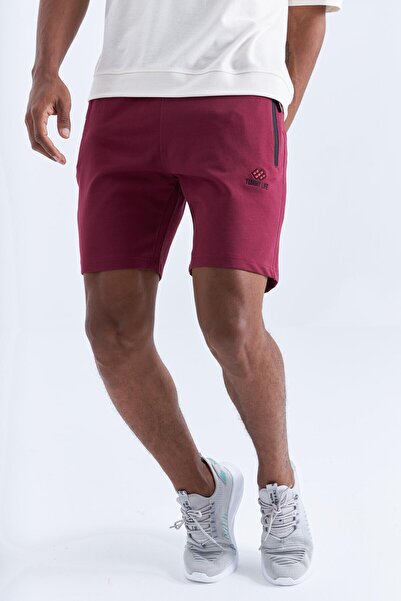 TOMMY LIFE Purple Zipper Pocket Lace Up Standard Fit Men's Shorts - 81234
