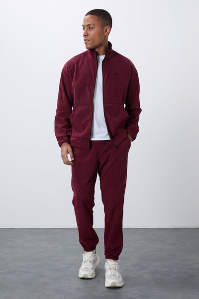 TOMMY LIFE Set de trening pentru bărbați, gros, moale, texturat, cu croiala confortabilă, brodat - 85269