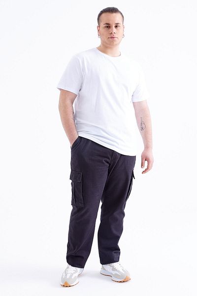 TOMMY LIFE Ανδρικό μπλουζάκι White Basic με κοντό μανίκι O λαιμόκοψη μεγάλου μεγέθους - 88072