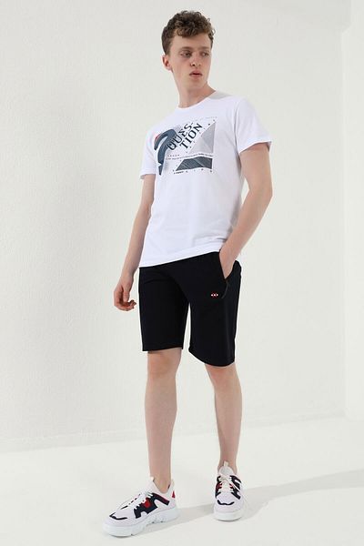 TOMMY LIFE Ανδρικό σορτς με φερμουάρ με κορδόνια Navy Blue Standard Fit Basic - 81167