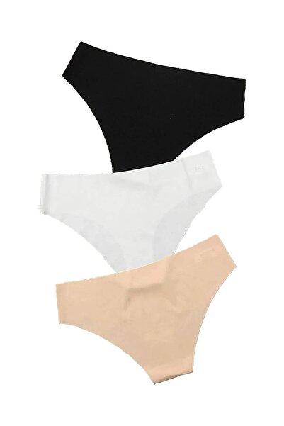 Papatya slip lazer kesim esnek iz yapmayan  kadın külot 3'lü Paket