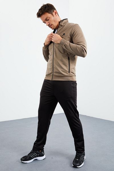 TOMMY LIFE Set de trening pentru bărbați cu fermoar cu guler negru - 85162