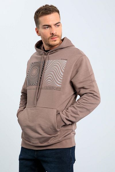 TOMMY LIFE Earth Pattern Printed Hooded Comfortable Form Men's Sweatshirt - 88030