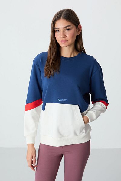 TOMMY LIFE Hanorac pentru femei Parlament Oversize - Gros, neted, bumbac, decolteu O - 97289