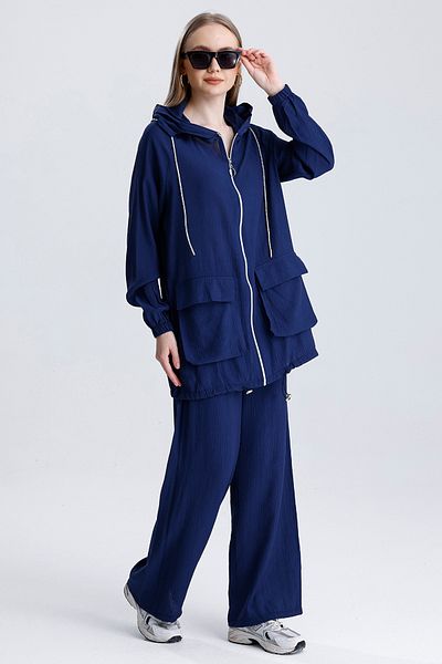 MD trend Women's Oversize Zipper Pants and Sports Sweatpants Set