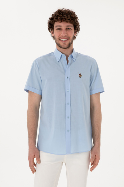 U.S. Polo Assn. Erkek Açık Mavi Kısa Kollu Gömlek 50298007-VR003
